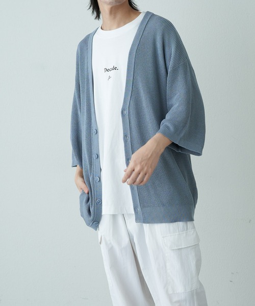 COLONY 2139（コロニートゥーワンスリーナイン）の「リネンタッチ半袖カーディガン（カーディガン/ボレロ・メンズ・ネイビー/ライトグレー/アイボリー/サックスブルー・MEDIUM/LARGE）」の11枚目の写真