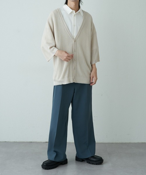 COLONY 2139（コロニートゥーワンスリーナイン）の「リネンタッチ半袖カーディガン（カーディガン/ボレロ・メンズ・ネイビー/ライトグレー/アイボリー/サックスブルー・MEDIUM/LARGE）」の6枚目の写真