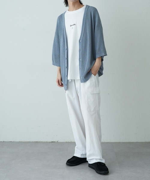 COLONY 2139（コロニートゥーワンスリーナイン）の「リネンタッチ半袖カーディガン（カーディガン/ボレロ・メンズ・ネイビー/ライトグレー/アイボリー/サックスブルー・MEDIUM/LARGE）」の8枚目の写真