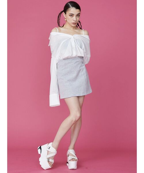 EVRIS（エヴリス）の「ステッチスウェットミニスカート（スカート・レディース・ネイビー/ブラック/グレー・FREE）」の6枚目の写真