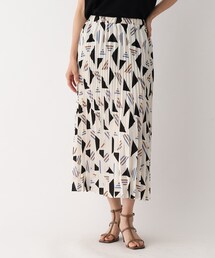 OPAQUE.CLIP | 幾何プリントプリーツスカート【イージーケア/洗濯機洗い可】(スカート)