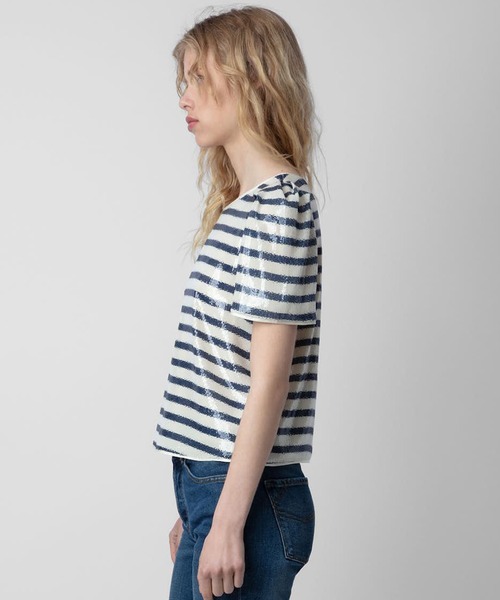 ZADIG&VOLTAIRE(ザディグ エ ヴォルテール)の「TCHAO SEQUINS STRIPE(その他トップス・レディース・ホワイト・XS/S)」の2枚目の写真