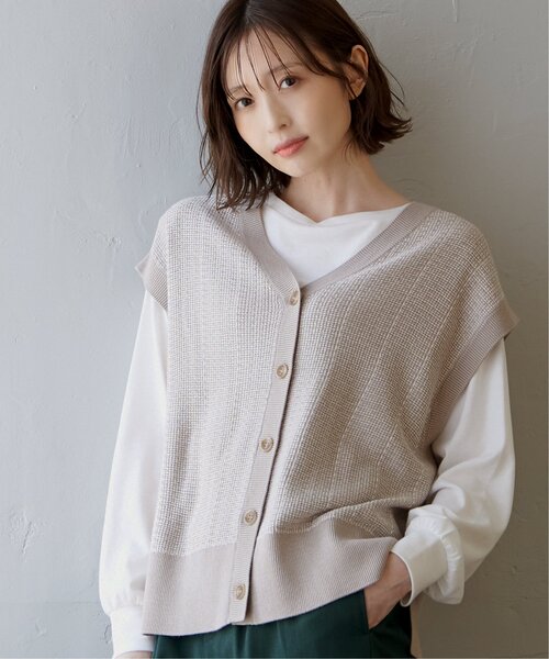 ikka(イッカ)の「【2点セット/親子コーデ】3WAYニットベストアンサンブル(ベスト・レディース・ブラック/グリーン/ベージュ/イエロー・L/S/M)」の2枚目の写真