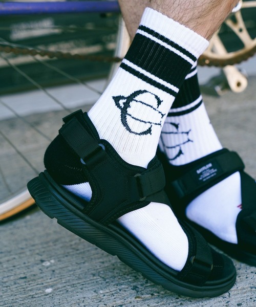 CHARI&CO（チャリアンドコー）の「【CHARI&CO SAFE RIDE for BAYFLOW】ロゴラインソックス（ソックス/靴下・メンズ・ブラック/ネイビー/レッド・FREE）」の2枚目の写真