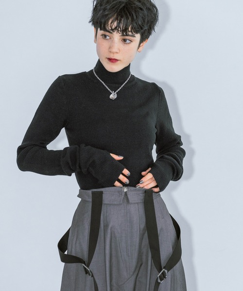 PAGEBOY（ページボーイ）の「クシュソデハイネックテレコ（ニット/セーター・レディース・ローズ/オフホワイト/ターコイズブルー/チャコールグレー/ブラック・FREE）」の13枚目の写真