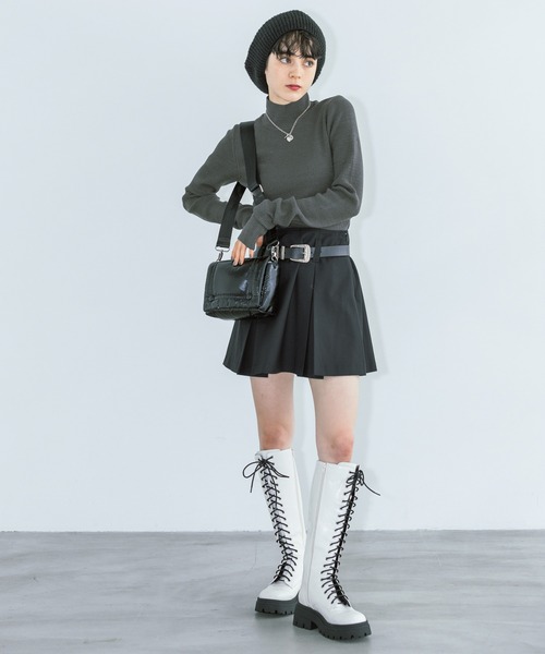 PAGEBOY（ページボーイ）の「クシュソデハイネックテレコ（ニット/セーター・レディース・ローズ/オフホワイト/ターコイズブルー/チャコールグレー/ブラック・FREE）」の19枚目の写真