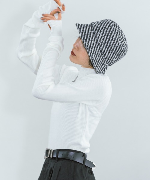 PAGEBOY（ページボーイ）の「クシュソデハイネックテレコ（ニット/セーター・レディース・ローズ/オフホワイト/ターコイズブルー/チャコールグレー/ブラック・FREE）」の8枚目の写真