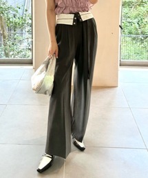 LILY BROWN | 折り返しハイウエストタックワイドパンツ(その他パンツ)