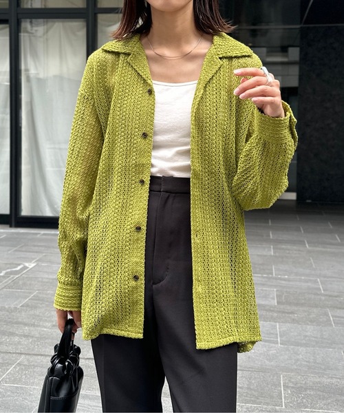 CPCM（シーピーシーエム）の「アソートレース長袖開襟シャツ