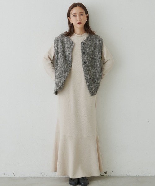 美品⭐︎アントマリーズ×田中里奈さん ノーカラーツイードオーバージャケット Aunt Marie's（アントマリーズ）の「田中里奈さんコラボ/ノー