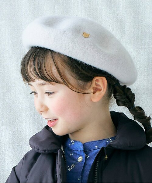 apres les cours（アプレレクール）の「ハートプレートベレー（ハンチング/ベレー帽・キッズ・ローズ/ブラック/ベージュ・54/58/50）」の3枚目の写真