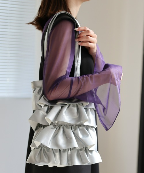sakishimatokyo(サキシマトーキョー)の「フリルトートバッグ(トートバッグ・レディース・ピンク/シルバー/オフホワイト/ブラック・FREE)」の7枚目の写真