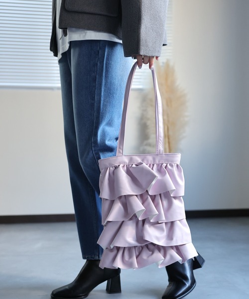 sakishimatokyo(サキシマトーキョー)の「フリルトートバッグ(トートバッグ・レディース・ピンク/シルバー/オフホワイト/ブラック・FREE)」の19枚目の写真
