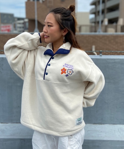 DISCUS ATHLETIC(ディスカス アスレチック)の「DISCUS ATHLETIC/ディスカスアスレチック フリース プルオーバー トレーナー 裏起毛 3487-8972(スウェット・レディース・ブラック/アイボリー/サックスブルー・L/M)」の5枚目の写真