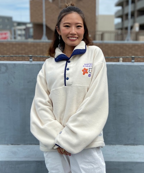 DISCUS ATHLETIC(ディスカス アスレチック)の「DISCUS ATHLETIC/ディスカスアスレチック フリース プルオーバー トレーナー 裏起毛 3487-8972(スウェット・レディース・ブラック/アイボリー/サックスブルー・L/M)」の4枚目の写真