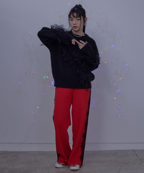miette(ミエット)の「アシンメトリーチュールフリルニット(ニット/セーター・レディース・ブラック/カーキ/グレー・FREE)」の21枚目の写真