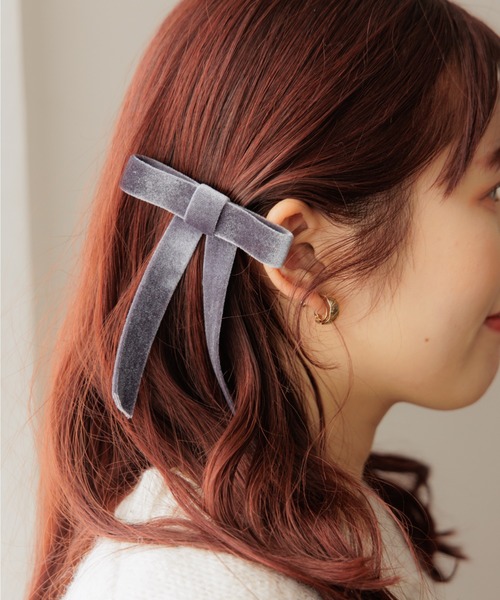 Acca バレッタ ヘアクリップ リボン ベロアリボンクリップ（バレッタ/ヘアクリップ）｜flower