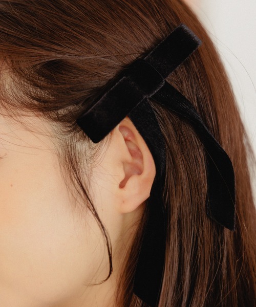Acca バレッタ ヘアクリップ リボン ベロアリボンクリップ（バレッタ/ヘアクリップ）｜flower