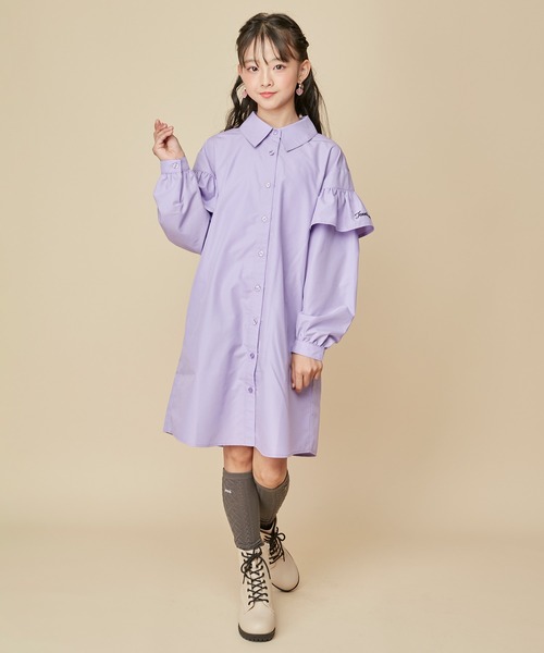 JENNI love（ジェニィラブ）の「そでフリルワンピ－ス（ワンピース・キッズ・サックスブルー/パープル・130cm/140cm/150cm/160cm）」の3枚目の写真