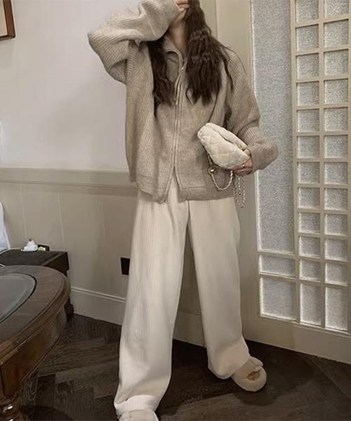 gossip!ロサンゼルス(ゴシップロサンゼルス)の「YUGA ジッパーニット カーディガン(カーディガン/ボレロ・レディース・ブラック/グレー/ブルー/ブラウン/ピンク/オフホワイト・FREE)」の11枚目の写真