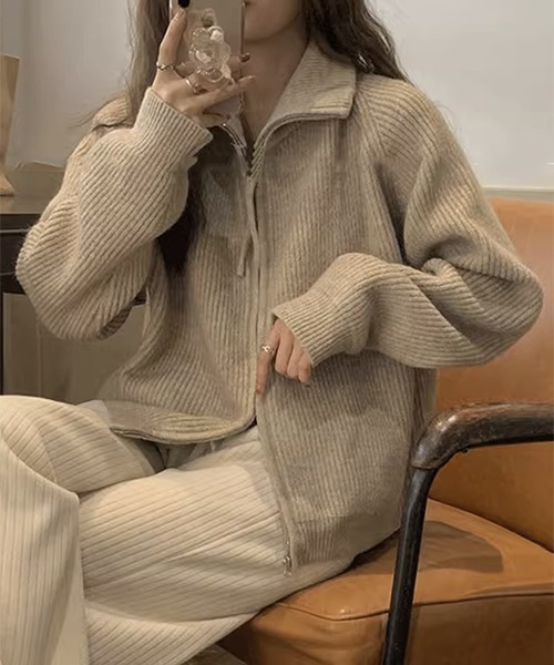 gossip!ロサンゼルス(ゴシップロサンゼルス)の「YUGA ジッパーニット カーディガン(カーディガン/ボレロ・レディース・ブラック/グレー/ブルー/ブラウン/ピンク/オフホワイト・FREE)」の13枚目の写真