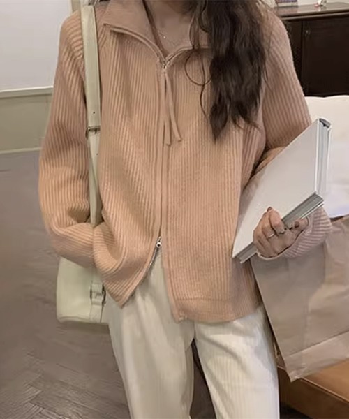 gossip!ロサンゼルス(ゴシップロサンゼルス)の「YUGA ジッパーニット カーディガン(カーディガン/ボレロ・レディース・ブラック/グレー/ブルー/ブラウン/ピンク/オフホワイト・FREE)」の19枚目の写真