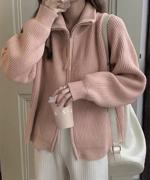 gossip!ロサンゼルス(ゴシップロサンゼルス)の「YUGA ジッパーニット カーディガン(カーディガン/ボレロ・レディース・ブラック/グレー/ブルー/ブラウン/ピンク/オフホワイト・FREE)」の20枚目の写真