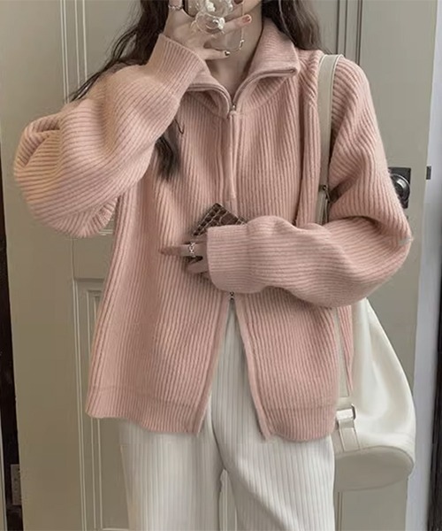 gossip!ロサンゼルス(ゴシップロサンゼルス)の「YUGA ジッパーニット カーディガン(カーディガン/ボレロ・レディース・ブラック/グレー/ブルー/ブラウン/ピンク/オフホワイト・FREE)」の22枚目の写真