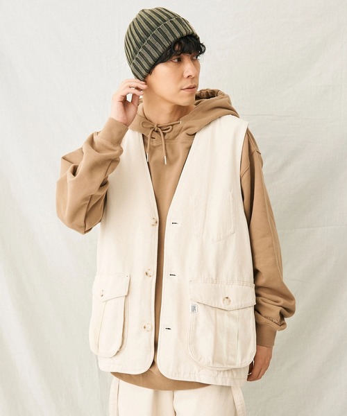 CRAFT STANDARD BOUTIQUE(クラフトスタンダードブティック)の「デニムハンティングベスト(ベスト・メンズ・ダークインディゴブルー/インディゴブルー/アイボリー・L/M)」の2枚目の写真