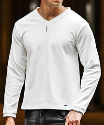 カルゼVネック長袖Tシャツ メンズ 春服