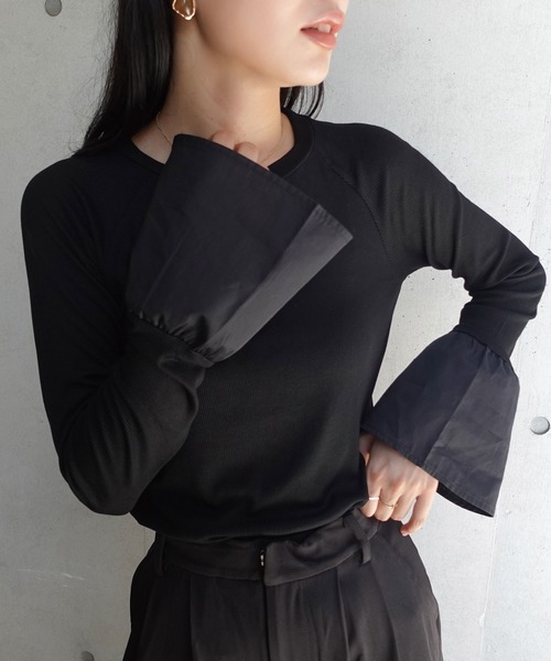 CORNERS（コーナーズ）の「リブ×ブロードドッキングプルオーバー（Tシャツ/カットソー・レディース・チャコールグレー/ブラック/オフホワイト・M）」の4枚目の写真