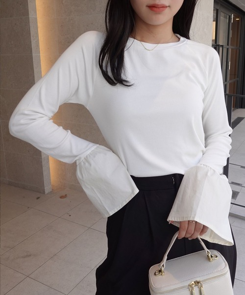 CORNERS（コーナーズ）の「リブ×ブロードドッキングプルオーバー（Tシャツ/カットソー・レディース・チャコールグレー/ブラック/オフホワイト・M）」の8枚目の写真