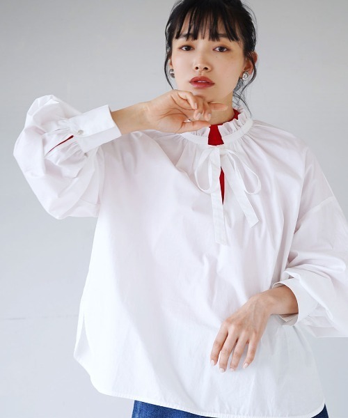 フリルブラウス フリルカラー ギャザーブラウス（シャツ/ブラウス）｜MIMIMEMETE（ミミメメット）