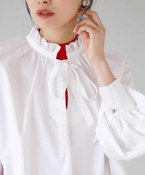 フリルブラウス フリルカラー ギャザーブラウス（シャツ/ブラウス）｜MIMIMEMETE（ミミメメット）