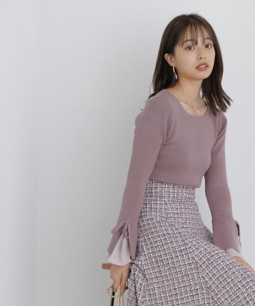 PROPORTION BODY DRESSING（プロポーションボディドレッシング）の「リボンフレアーニット / 1213270030（ニット/セーター・レディース・ブラック/ピンク/ホワイト系その他・SMALL/MEDIUM）」の3枚目の写真