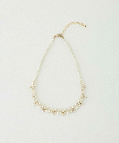 Dorry Doll(ドリードール)の「パール編み込みビジューネックレス(ネックレス・レディース・オフホワイト・FREE)」の4枚目の写真