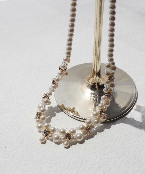 Dorry Doll(ドリードール)の「パール編み込みビジューネックレス(ネックレス・レディース・オフホワイト・FREE)」の6枚目の写真