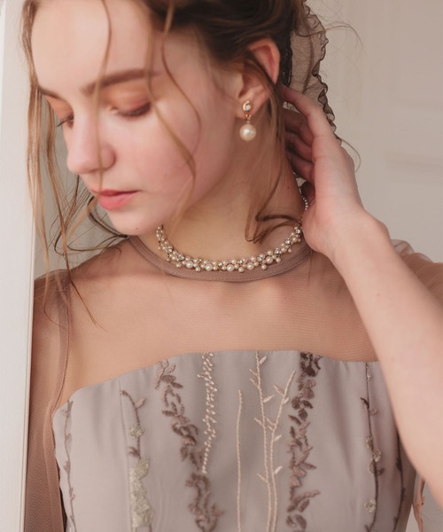 Dorry Doll(ドリードール)の「パール編み込みビジューネックレス(ネックレス・レディース・オフホワイト・FREE)」の8枚目の写真