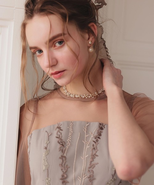 Dorry Doll(ドリードール)の「パール編み込みビジューネックレス(ネックレス・レディース・オフホワイト・FREE)」の7枚目の写真