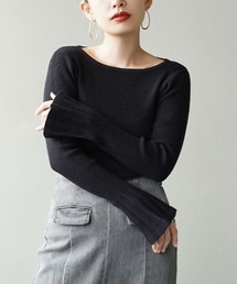MIMIMEMETE | フレアスリーブ リブニット(ニット/セーター)