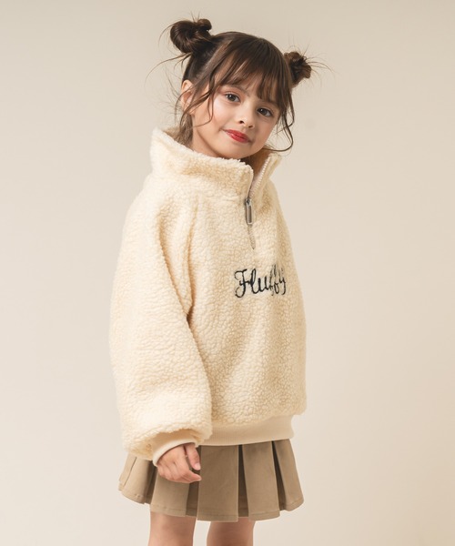 URBAN CHERRY(アーバンチェリー)の「【もこもこ保温ボア】スタンドカラーロゴ刺繍ジップアップボアトップス(ブルゾン・キッズ・ブラウン/アイボリー/ブラック・110cm/120cm/130cm/140cm/150cm)」の20枚目の写真