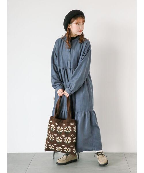 ehka sopo（エヘカソポ）の「花柄ニットバッグ（ハンドバッグ・レディース・モカ/レッド/キナリ・F）」の8枚目の写真