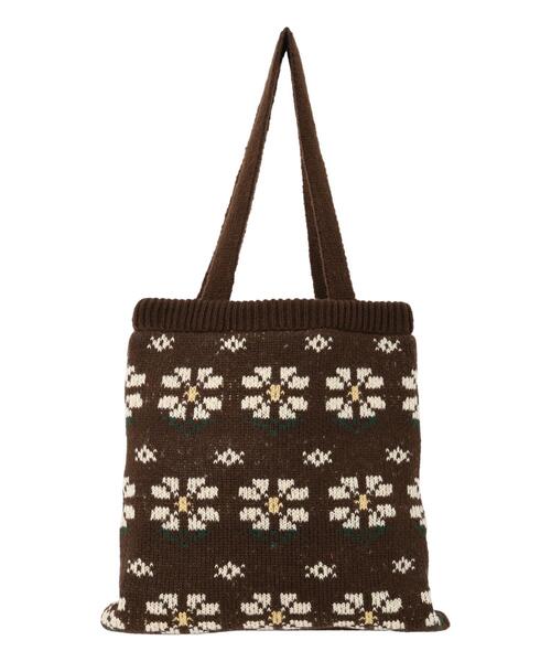 ehka sopo（エヘカソポ）の「花柄ニットバッグ（ハンドバッグ・レディース・モカ/レッド/キナリ・F）」の17枚目の写真