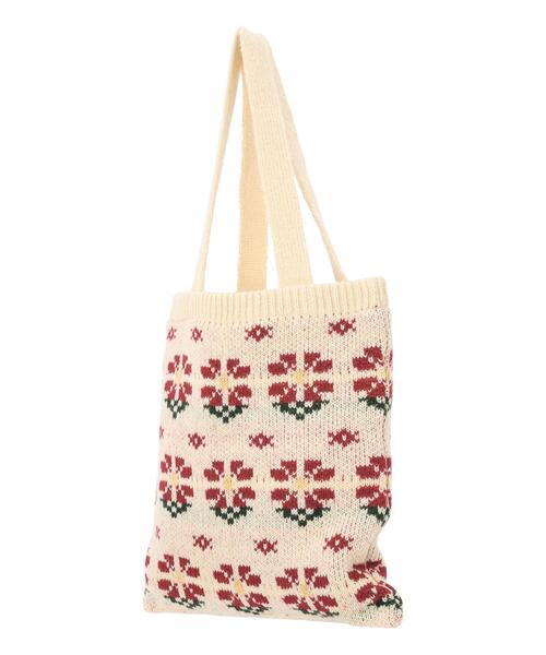 ehka sopo（エヘカソポ）の「花柄ニットバッグ（ハンドバッグ・レディース・モカ/レッド/キナリ・F）」の19枚目の写真