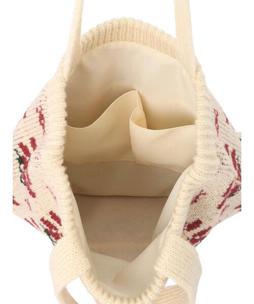 ehka sopo（エヘカソポ）の「花柄ニットバッグ（ハンドバッグ・レディース・モカ/レッド/キナリ・F）」の22枚目の写真