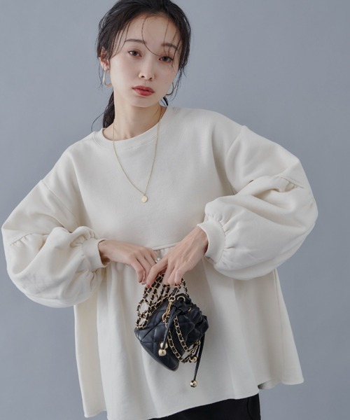 Shelly island（シェリーアイランド）の「ペプラムスウェット（スウェット・レディース・ホワイト/ブラック/ホワイト系その他/ブラック系その他・FREE）」の2枚目の写真