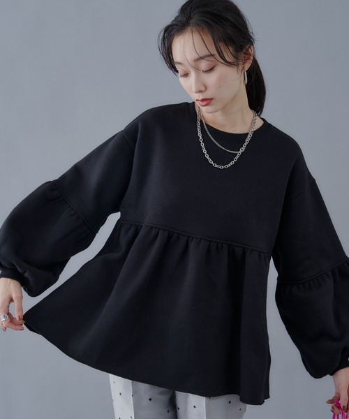 Shelly island（シェリーアイランド）の「ペプラムスウェット（スウェット・レディース・ホワイト/ブラック/ホワイト系その他/ブラック系その他・FREE）」の3枚目の写真