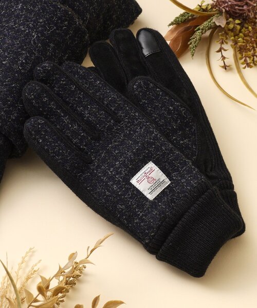 HARRIS TWEED（ハリスツイード）の「◆【HARRIS TWEED／ハリスツイード】スマホ操作対応グローブ（手袋・メンズ・ブラック/ベージュ系1/ブラック系5・00）」の2枚目の写真