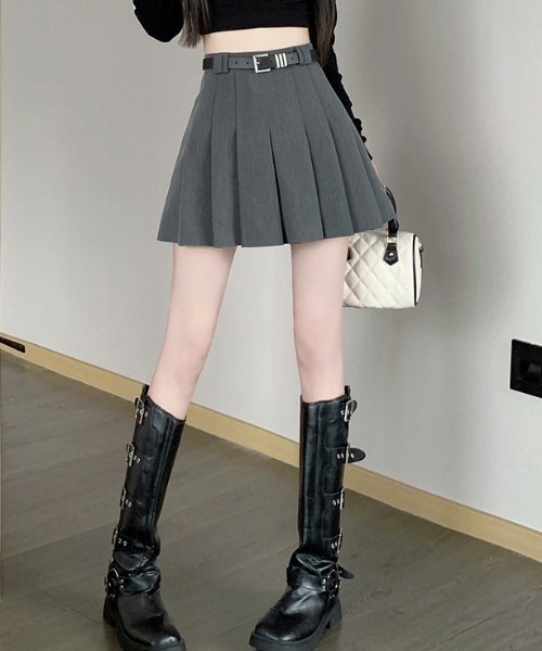 FREE STYLISTS(フリー スタイリスト)の「YUGA_YGMC ベルト付きプリーツミニスカート(スカート・レディース・グレー/ブラック・XL/M/S/L)」の21枚目の写真