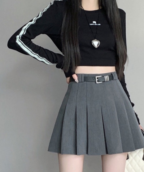 FREE STYLISTS(フリー スタイリスト)の「YUGA_YGMC ベルト付きプリーツミニスカート(スカート・レディース・グレー/ブラック・XL/M/S/L)」の11枚目の写真